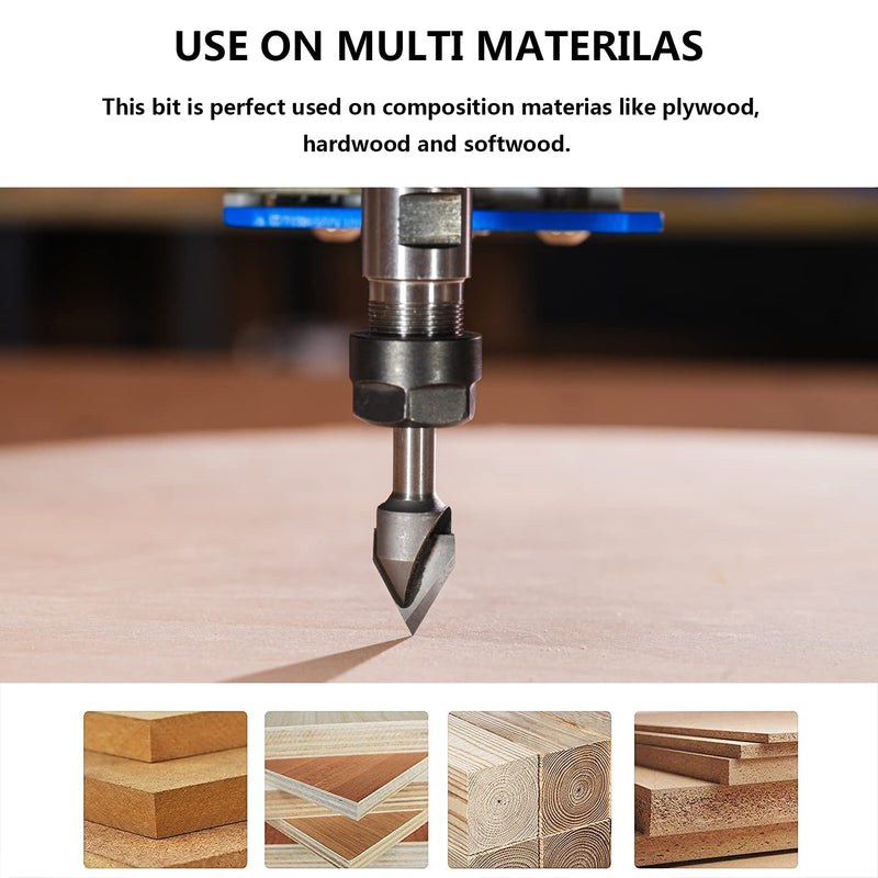 SpeTool Carbdie Tip V Groove CNC Engraving Bit Router Bit CNC Woodwork Tools 60 Deg 1/2 Inch Cutter with 1/4 Inch Shank 60°-D1/2"