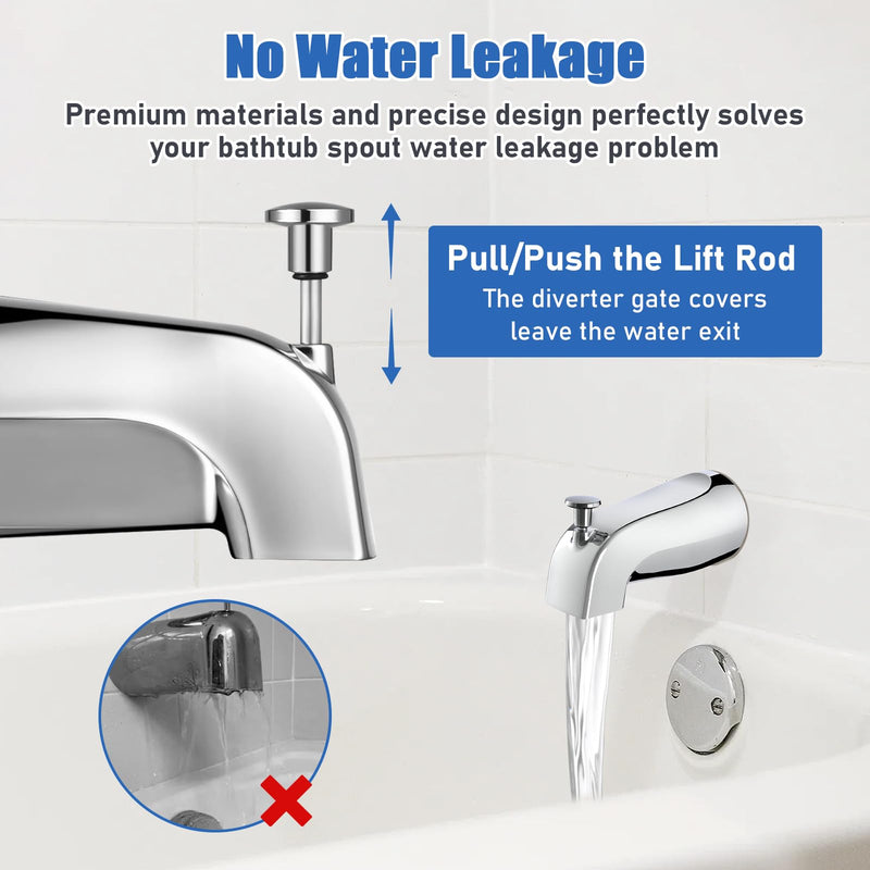 Slip on Tub Spout Kit, Compatible with American Standard 8888026.002 Tub Spout Bathroom Bathtub Faucet, Fits 1/2" Copper Water Tube(5/8" Diameter), 5/32'' Hex Wrench Included (Chrome,1 Pack) Chrome