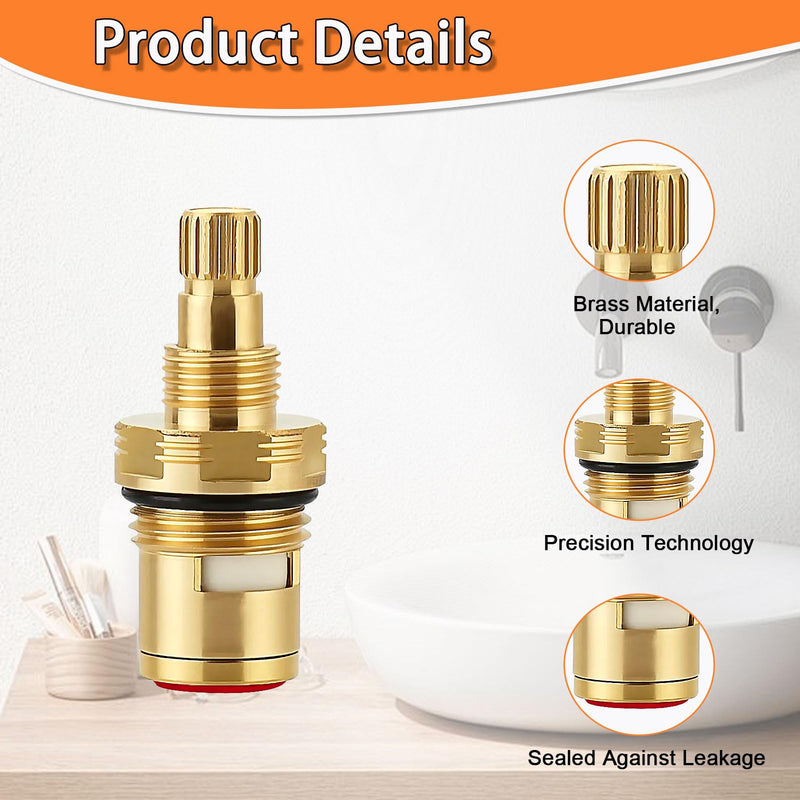 Faucet Cartridge for Kingston Brass KSRPL3200CC Cold & KSRPL3200HC Hot, Compatible with CC Basin Faucet Cold Ceramic Cartridge & Hot Ceramic Cartridge, 2-1/8" Red+Blue