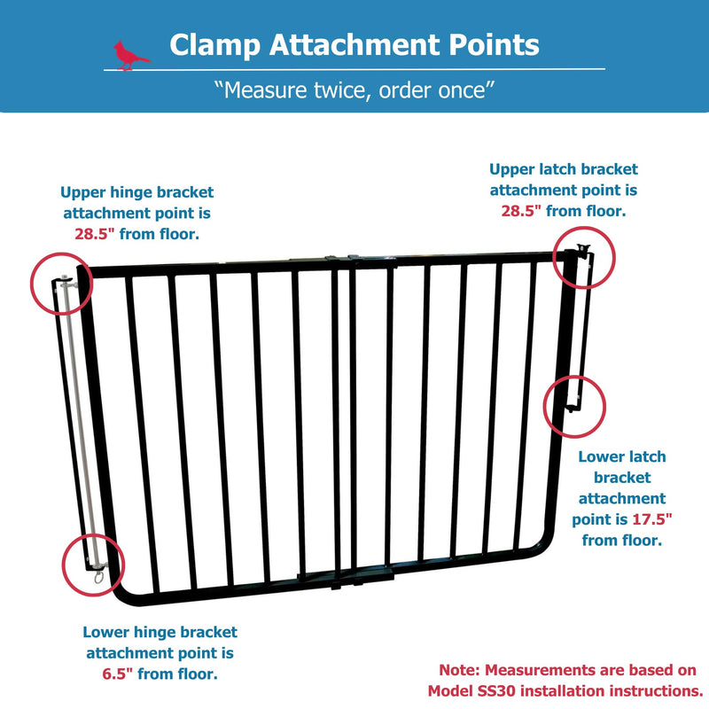 Cardinal Gates SPC02 Spindle Clamp for Safety Gates - No Hole Baby Gate Banister Adapter - Wooden Baby Gate Mounting Kit - Made in the USA - 2 Spindle Clamps - Made in USA