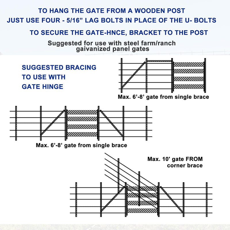 MorningRo 1 Set T Post Gate Hinge Pins Set Steel Farm Gate Hanger Hardware from a Metal T Post, for Ranch, Garden, Backyard, Install Easy
