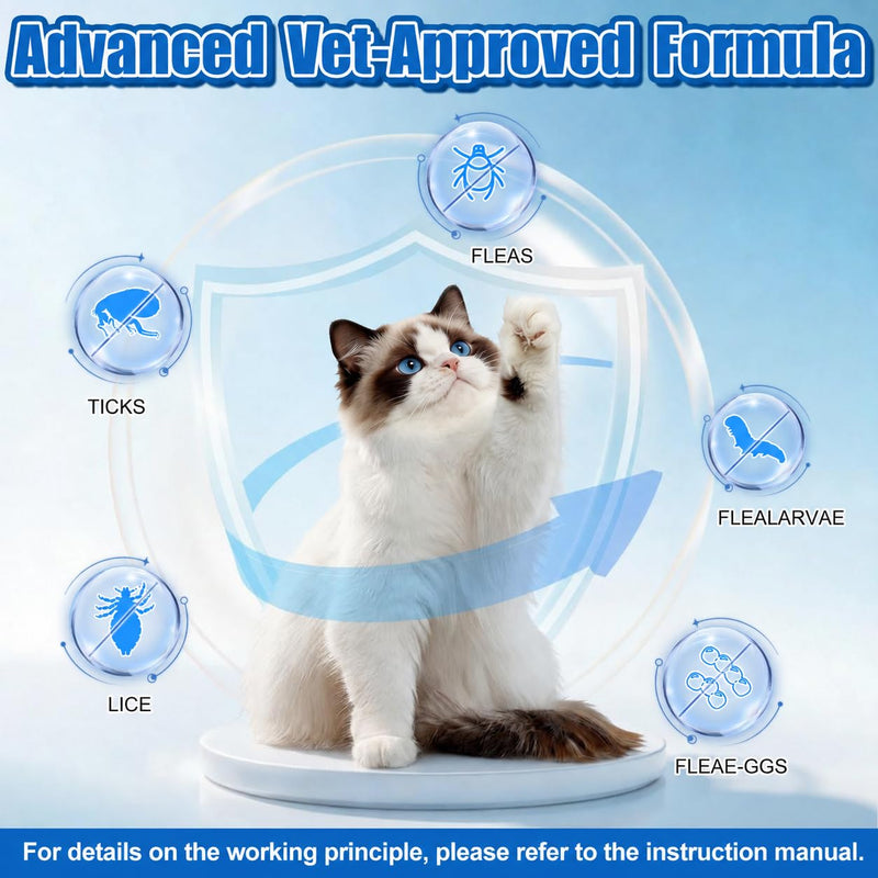 Cat Flea and Tick Drops - 6 Month Supply | Fast-Acting & Long-Lasting & Waterproof | Easy Snap-Off Tubes | Include 6 Nitrile Gloves & Tracker Calendar | for Cats Kittens 1.5 lbs+ & 8 Weeks+