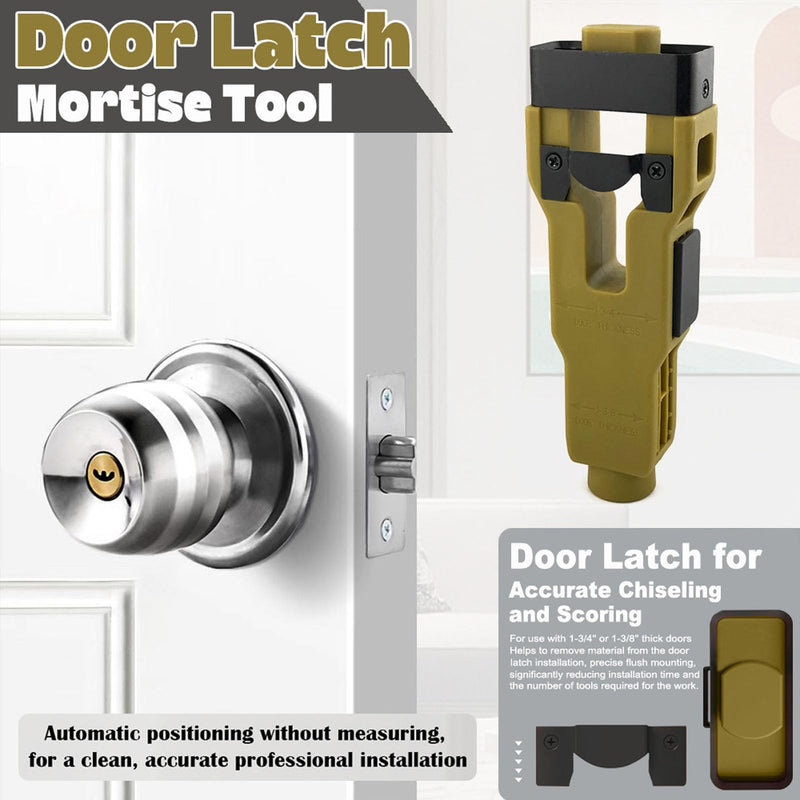 Door Latch Mortise Tool Professional Stainless Steel ABS Green Door Latch Installation Kit for 1 3/4in 1 3/8in Thick Doors Precise Cutting Template Non Slip Handle