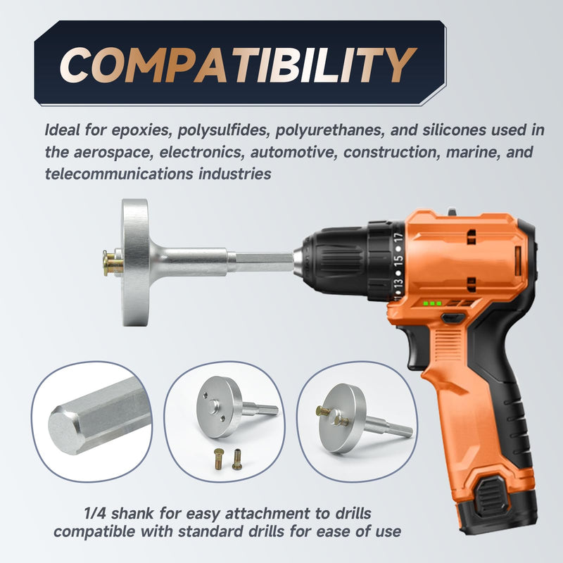 Sealant Mixer Compatible with SEMKIT Sealant Tubes, 1/4" Shank Sealant Mixer for Sealant Tubes, 2 Threaded Dowels