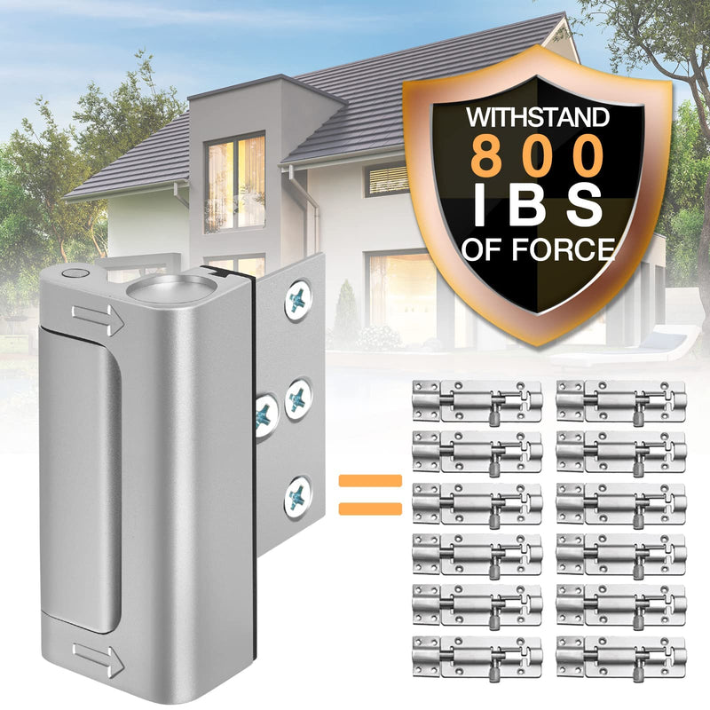 Home Security Door Lock 3 Pack Metal Door Reinforcement Lock for Kids Safety Top Front Door Child Proof Safety Lock Defend High Security Door Locks Latch Withstand 800lbs for Inside Swing Door Chain Sliver