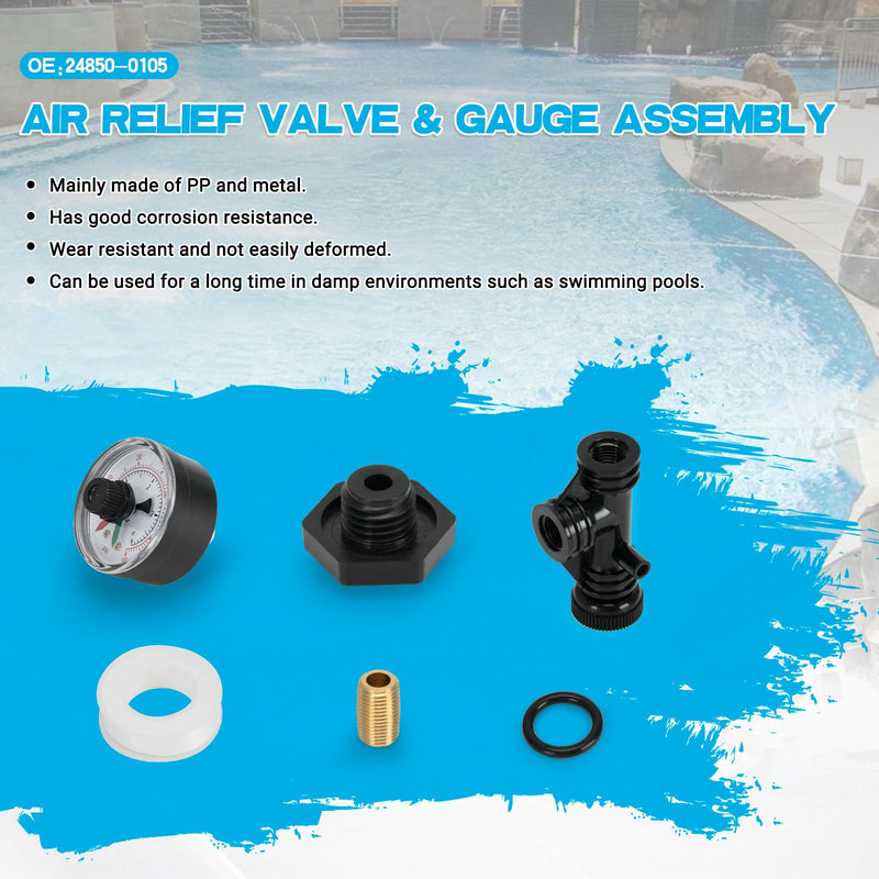 24850-0105 Air Relief Valve & Gauge Assembly Replacement for Select Sta-Rite Pool and Spa Filters