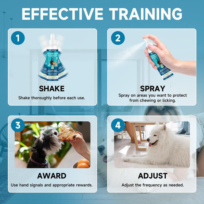 Woyamay No Chew Spray for Dogs 200ml + Cat Deterrent Spray 200ml to Stop Chewing Licking of Furniture, Prevent Scratching, Digging & Chewing