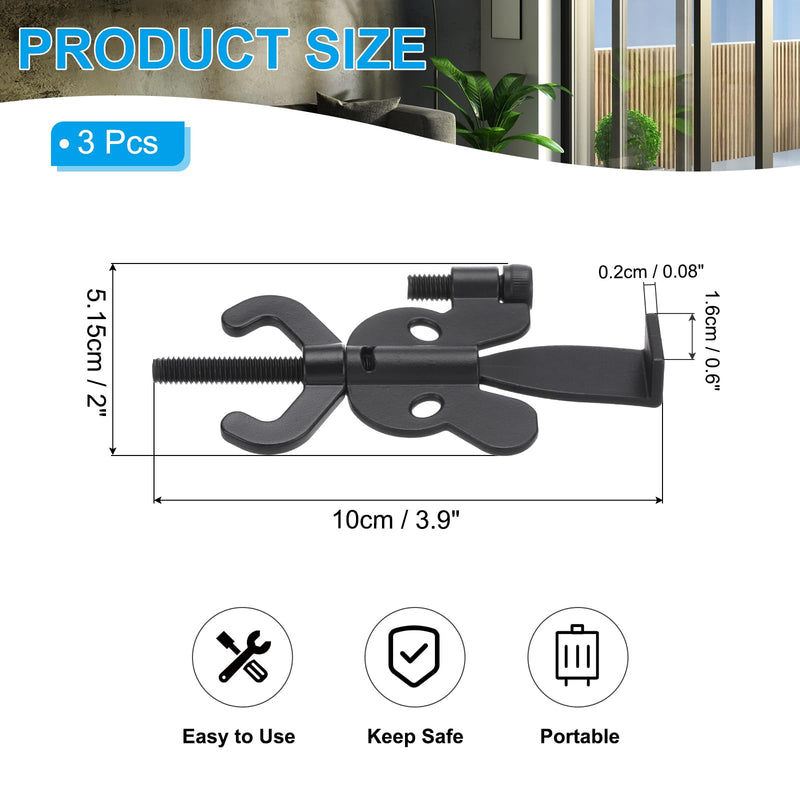 PATIKIL Portable Security Door Lock, 3 Pack Adjustable Butterfly Hotel Door Lock Devices with Storage Bag for Enhanced Safety for Traveling Hotel Home Apartment, Black