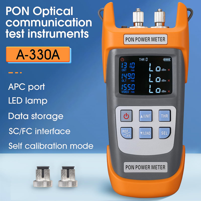 PON Optical Power Orange A-330A SCAPC Interface Optical Fiber Power Meter Network Online Detection Tester with SCAPC/FCAPC Adapter 1310 1490 1550nm SCAPC FCAPC interface