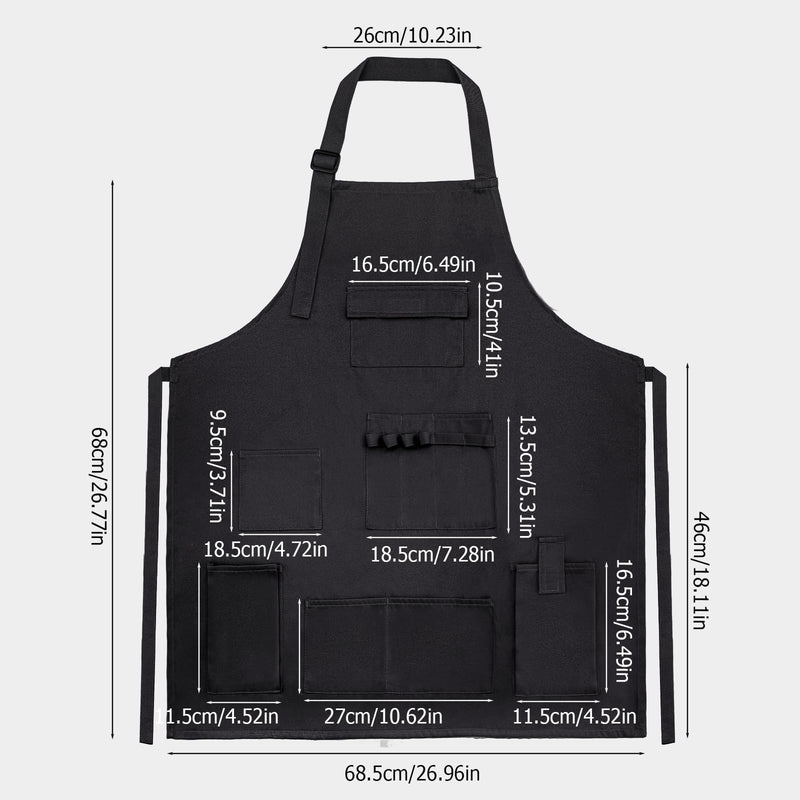 boshiho Adult Painting Aprons, Adjustable Buckle, Barber Apron with Pockets for Women/Men/Unisex, Utility or Work Apron (Black) Black