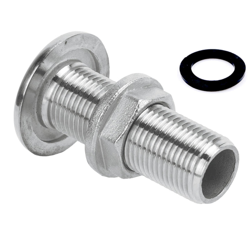 316 Stainless Steel Full Thread Thru Hull Fitting Hose Barb With Nut - Marine Hardware Accessories for Boat Drain Pipe, Yacht Bilge, Plumbing Fittings