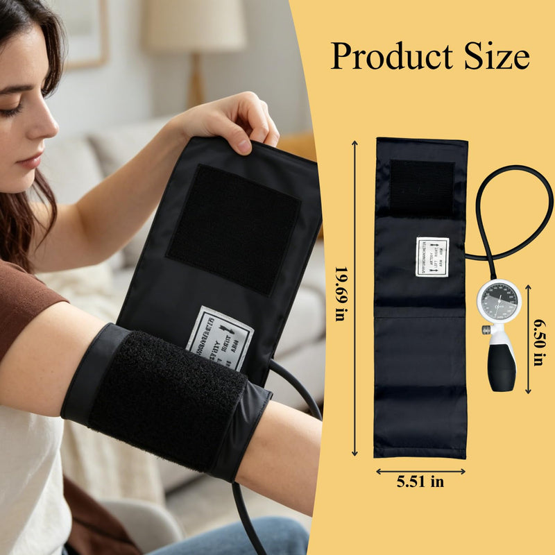 MaiWieel-Palm Style Aneroid Sphygmomanometer,Latex-Free Manual Blood Pressure Cuff Cuff,European Cuff 8.7-16.5",Come with Carrying Bag for Nurse Doctor,Home Use,Black