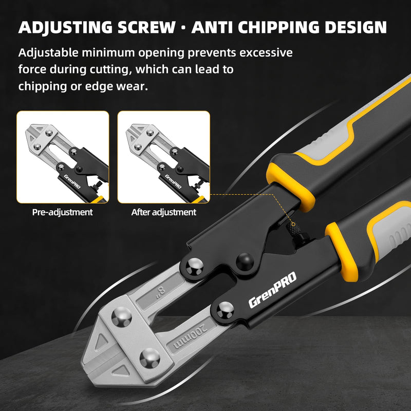 Mini Bolt Cutter 8 Inch, Small Wire Cable Cutter Heavy Duty with Ergonomic Handle Grip,Spring Loaded Snips Clippers CR-V Steel, Sharpened Cutting Edge for Wire, Cables, Chains, Small Screws