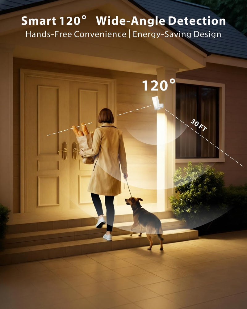 Battery Motion Sensor Light Outdoor, Motion-Sensing Security Light with Remote Control, 10000mAh 600 Lumens IP65 Waterproof, Ideal for Porches,Garages,Yards (White, 1 Pack) White