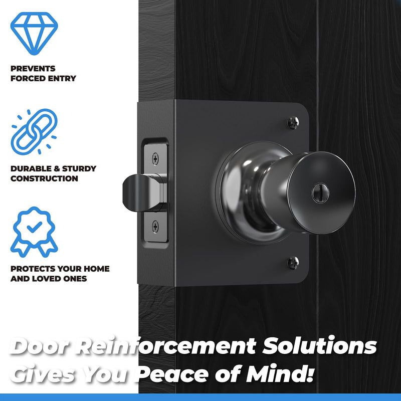 Black U 9553 Stainless Steel Lock and Door Reinforcement Plate for 1-3/4 in Thick Doors, Stainless Steel Finish for Reinforcing and Repairing Doors - 2 Pack