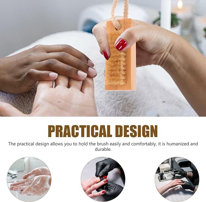 Beaupretty Nail Brushes Set of 2 Nail Brushes Wooden Hand Wash Brushes Double Sided Nail Cleaning Nail Scrub Brush with Hanging Rope - NewNest Australia