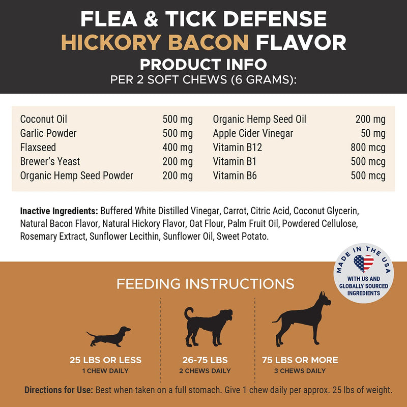 PetHonesty Flea & Tick Defense Supplement - Natural Flea and Tick Soft Chew for Dogs, Pest Defense to Promote Body's Natural Response, Oral Flea Pills for Dogs - 90 ct - PawsPlanet Australia