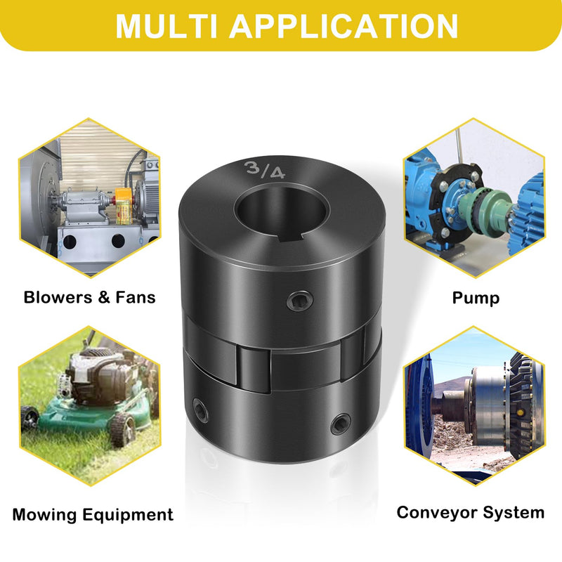 1/2" to 3/4" L075 Flexible 3-Piece L-Jaw Coupling Coupler Set & Buna-N NBR Rubber Spider for Log Splitter Hybrid Equipment