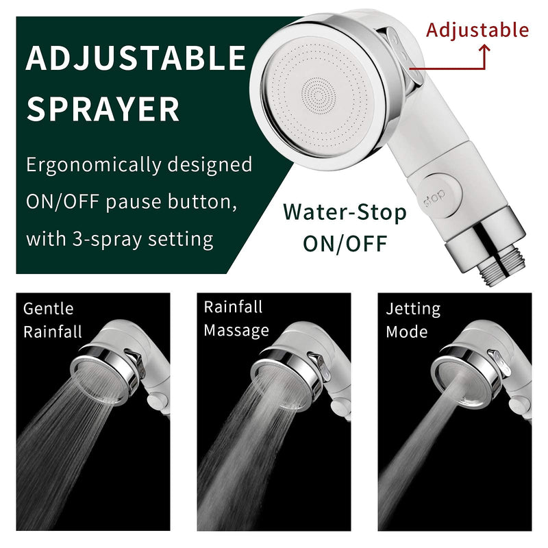 ZCONIEY Sink Faucet Sprayer Attachment, Shower Head Attaches To Tub Faucet, Dog Bathing Hose Shower Set for Laundry Bathroom Kitchen b-white