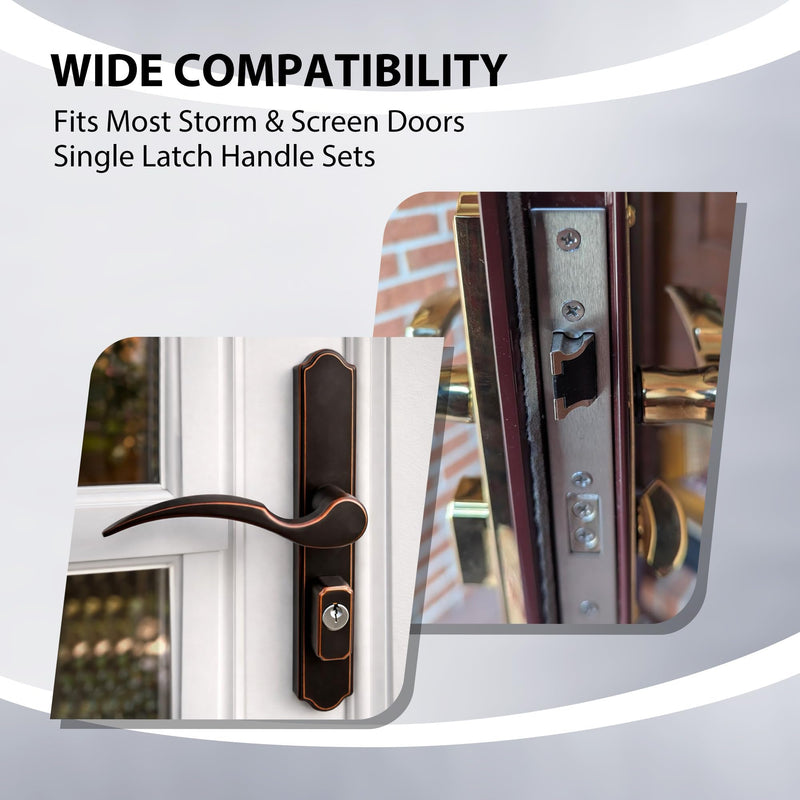 House Guard Storm Door Lock Body, Flat Slot, Adjustable 22/26mm Backset | Flat Slot compatible storm door lock body; reversible latch, adjustable 22mm/26mm backset Compatible with American-style lock cylinders