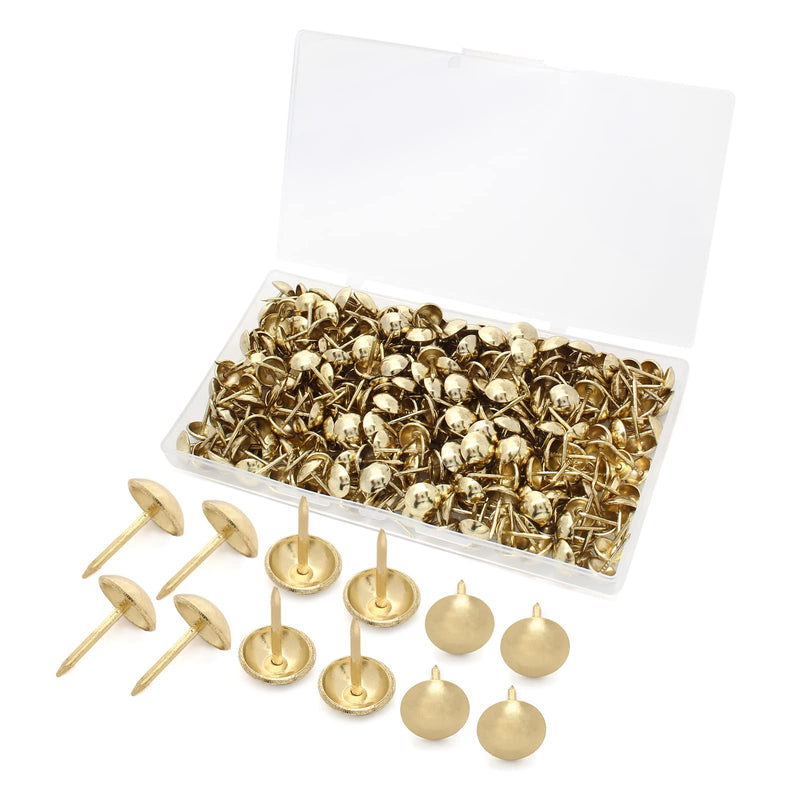 300 Pcs Gold Upholstery Tacks, 0.43'' Round Head Diameter Upholstery Nails Furniture Nails Sofa Decorative Nail Push Pins for Furniture and DIY Decorative 0.43" x 0.67" / 11 x 17 mm