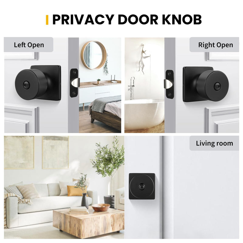 Goldenwarm Matte Black Door Knobs Interior, Privacy Door Knob for Bedroom Door Knob, Black Interior Door Knobs Privacy Lock 4 Pack