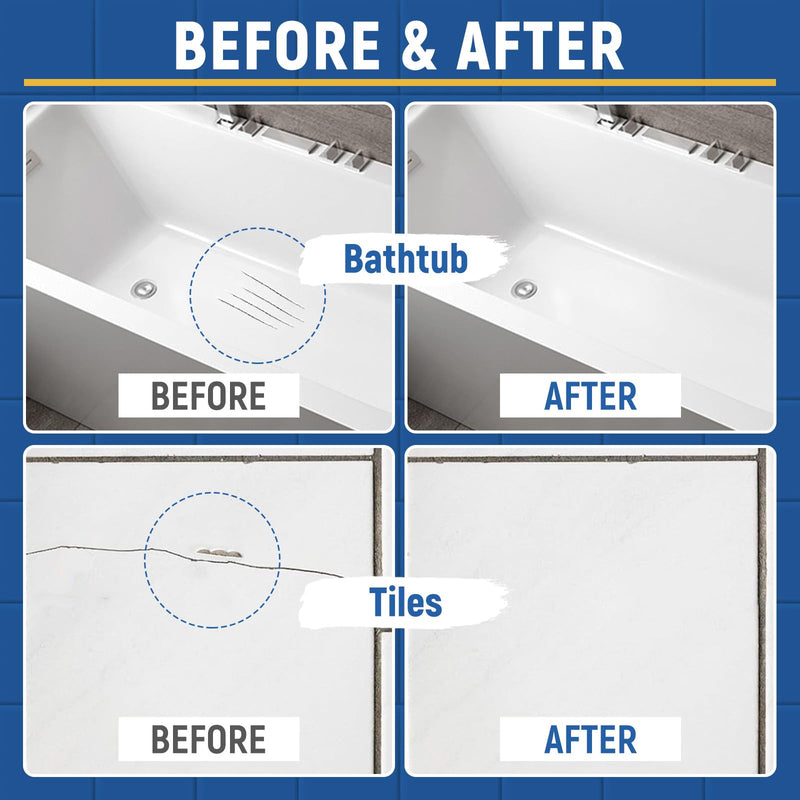 2Pack Tub and Tile Touch Up Paint Kit - High-Gloss White Porcelain Paint for Scratches & Chips on Tubs, Tiles, Sinks, Toilets Bathtubs White Repair Acrylic, Enamel Quick-Dry 0.5 Fl Oz (Pack of 3)