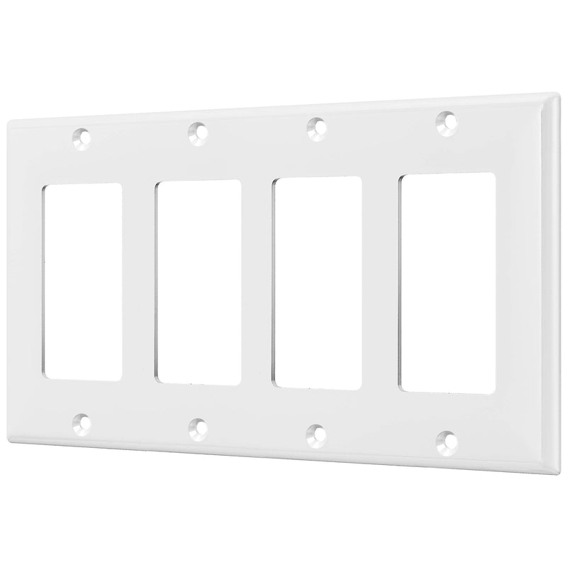 ENERLITES Decorator Light Switch or Receptacle Outlet Wall Plate, Gloss Finish, Size 4-Gang 4.50" x 8.19", Polycarbonate Thermoplastic, 8834-W, White, Standard Size