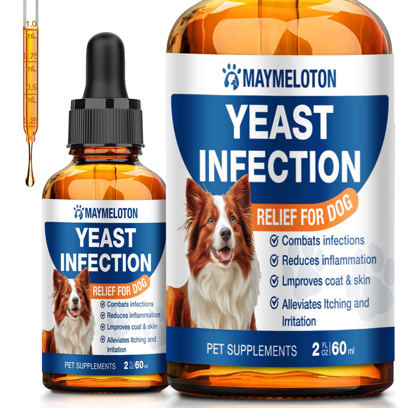 Yeast Infection Treatment for Dogs, Dog Ear Infection Treatment, Soothe Ear & Paw Discomfort, Ease Irritation & Inflammation, Aid Pet Skin Allergy, Bacon Flavor 60ml Dog Itch Relief Supplement 1 Pack