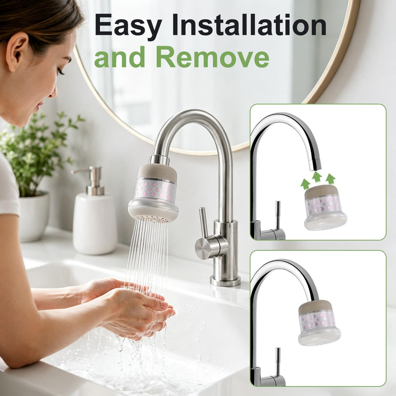 M METERXITY 6-Pack Mushroom Shaped Faucet Water Filter, Brown/Pink/Green