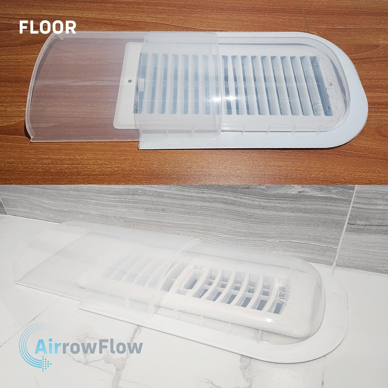 Sideways Floor Wall Air Vent Deflector for Under Furniture Heat and Air Deflecting, Fits Vents 3" - 7" Wide, Also Extends Lengthwise up to 17.5", Foam Tape for Tight Seal