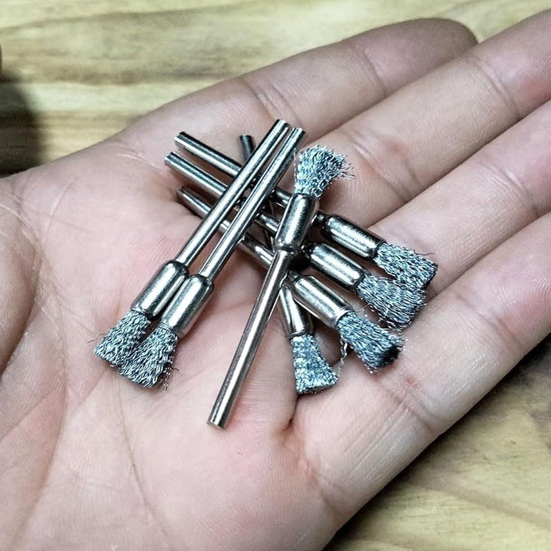 50 Pcs Pen Shape Wire Brush Set 1/8'' Shank Stainless Steel Wire Brushes End Brush for Rotary Tools 50Pc Pen Shape Brush