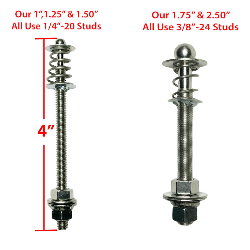 1.5" Round Black Pro Series Quick Release Latch, 4" Stud, Made in USA, Powder Coated, 400 Lbs Strength Black-1.5"