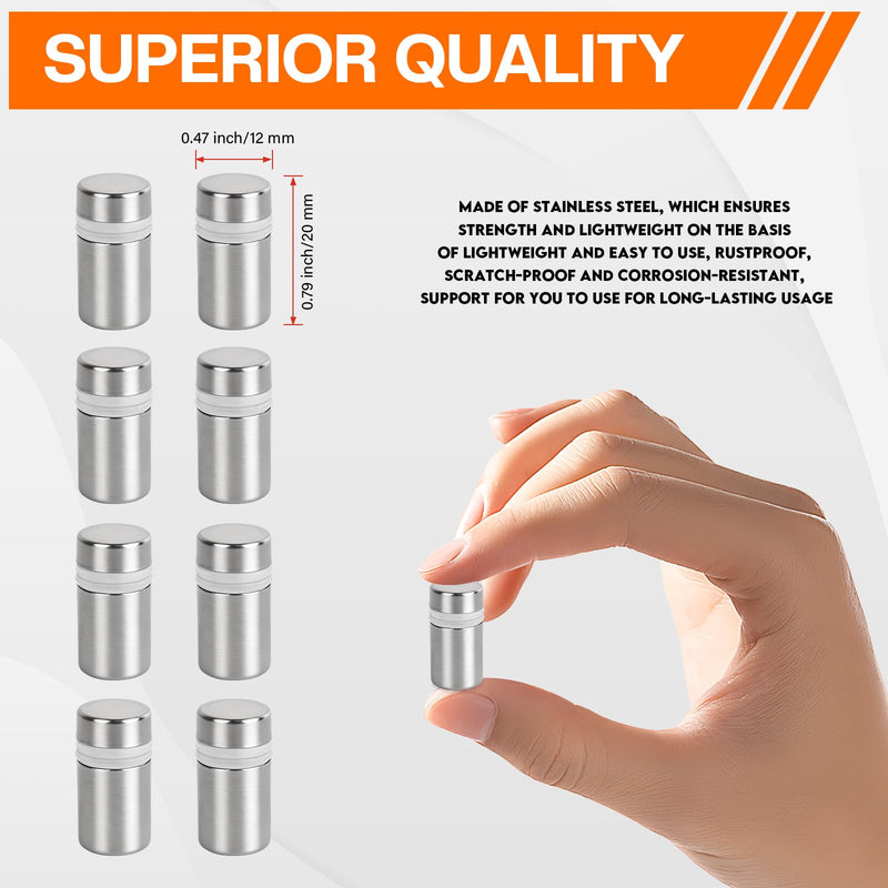 50 Pack 1/2" x 3/4" Stainless Steel Standoff Screws for Acrylic Signs, Silver 1/2" x 3/4" , 50 Pcs