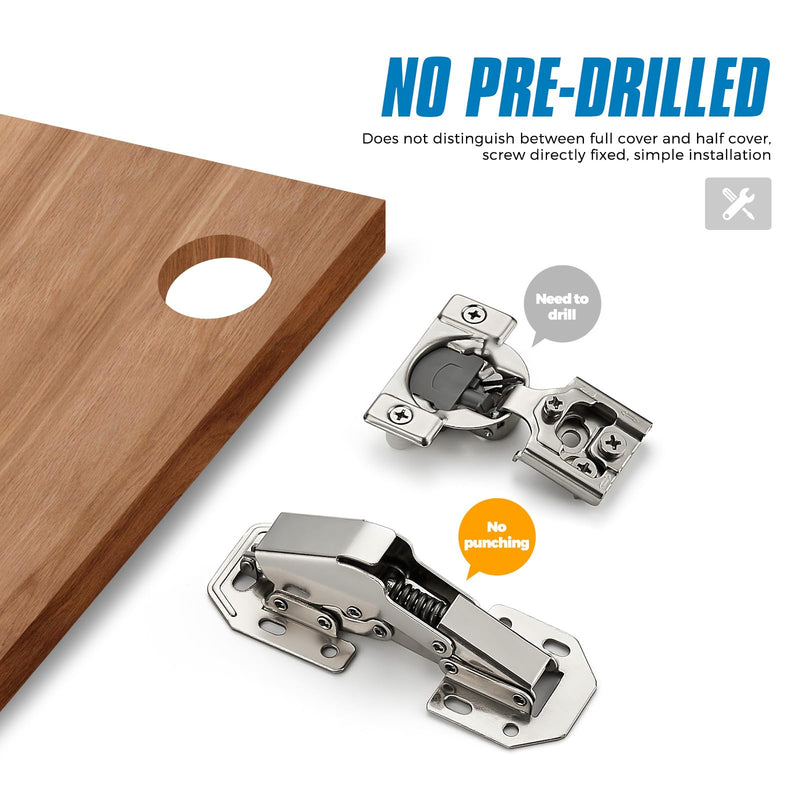 Ravinte 2 Pack Hidden Hinges Soft Close Surface Mount Kitchen Cabinet Hinges, No Pre-drilled for Kitchen Cupboard