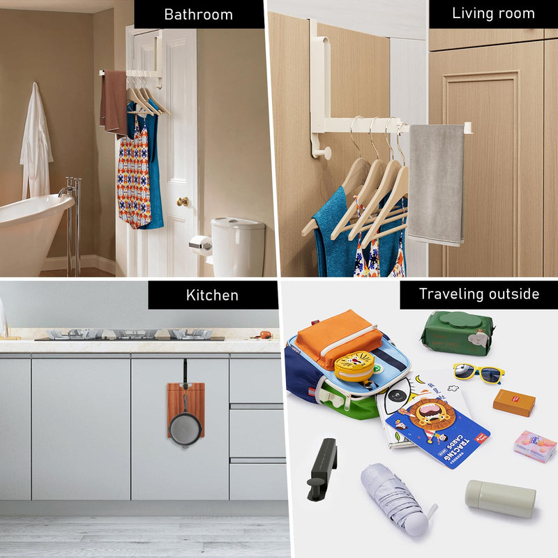 Over The Door Drying Rack, Foldable Portable Over The Door Hooks Hanger with Towel Racks for Coat Clothes Laundry Bathroom Bedroom Travel Hangers (Space Grey, 1 Pack) Space Grey