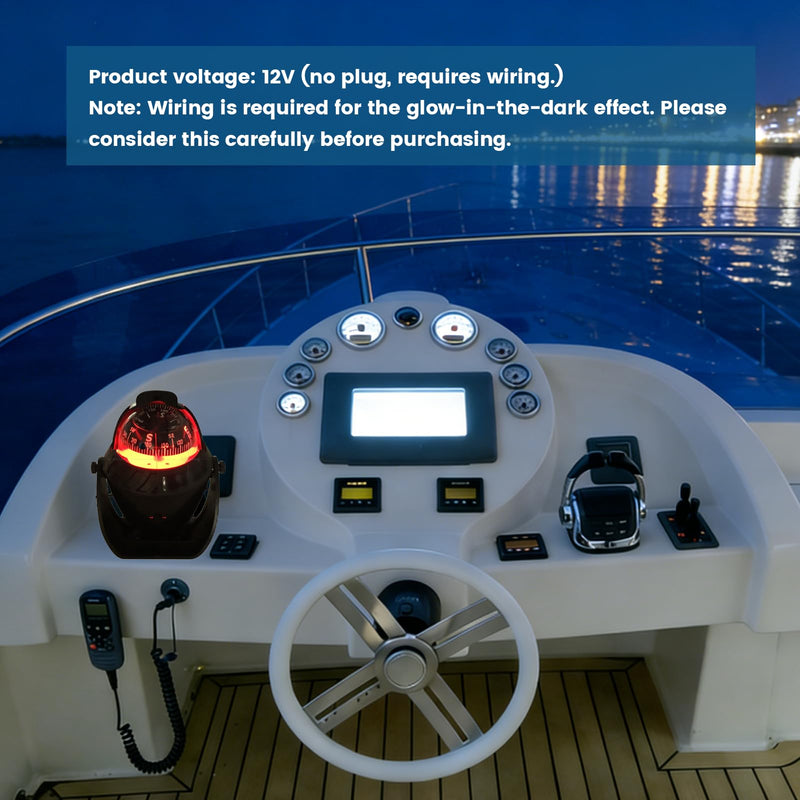 Vehicle Dashboard Compass for Car LED Light Auto Dash Mount Navigation Automobile Direction Indicator for Car Boat Truck