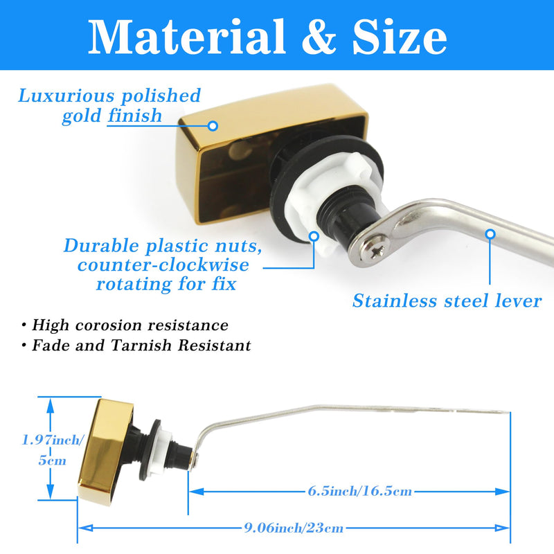 Universal Side Mount Toilet Handle Compatible with Kohler 85114-CP Trip Lever Kit, Toilet Tank Parts Handle Replacement, Vibrant (Polished Gold)