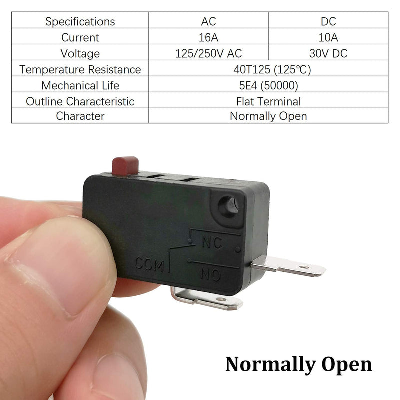 Microwave Oven Door Switch Replacement Part, 16A 125VAC, KW3AT-16 (Downward Compatible with KW3A-16), 2X Normally Open + 1x Normally Closed