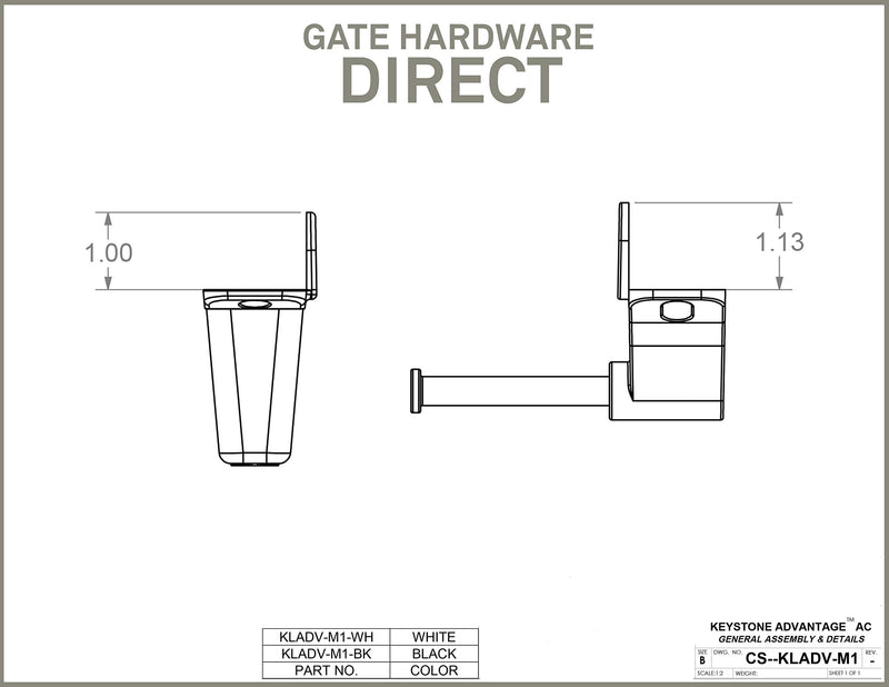 Keystone Black Zinc Diecast Metal Key-Lockable Latch | 1 Sided | Keyed Alike | KLADV-M1-BK-KA