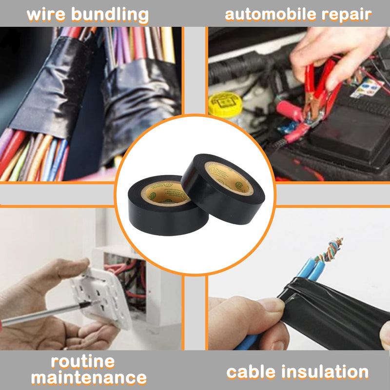 Electrical Tape Black, UL Approved, Industrial Grade Electrical Tape, Multipurpose Electric Tape for Wrapping Wiring Harness, Electric Insulating, 0.7in X 33ft (3 Pack)