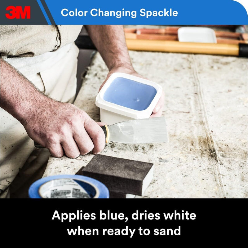 3M High Strength Color Changing Spackling Compound, 8 oz Tub, 6 Pack – Blue-to-White Drying Formula, Fast-Drying, No Shrink, Primer-Enhanced, Interior and Exterior Wall Repair, Easy Application 6-Pack