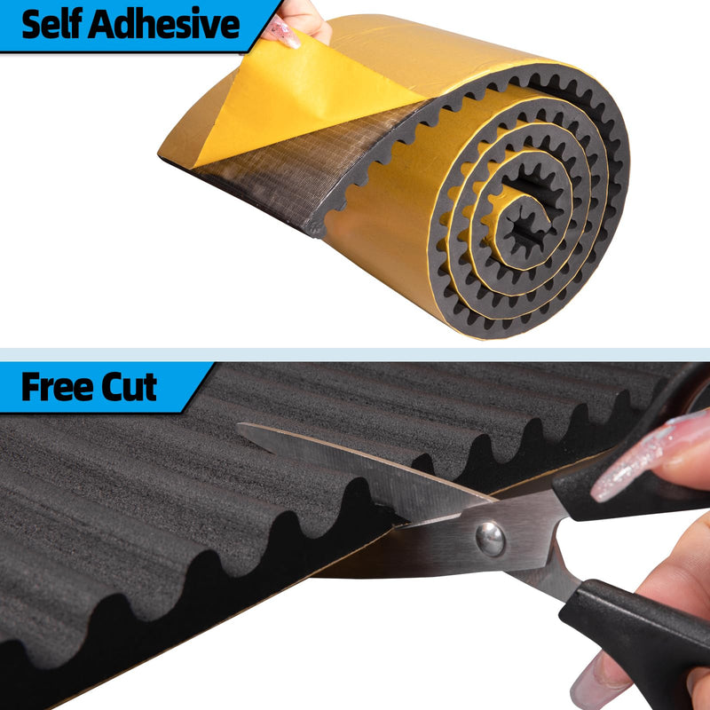 Spurtar Thick Garage Wall Protector Garage Parking Aid, 79" L x 8" W x 3/5" Self-Adhesive Car Door Protector, Wavy-Mat Wall Padding, Vehicle Door Edge Guards, Bumper Guards Protection Pads 1 Piece - 79" × 8" × 0.6"