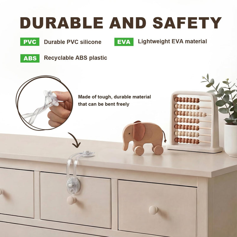 Baby Proofing Kit, 45 Pack Child Safety Pack – Cabinet & Drawer Locks, Corner Guards, Outlet Covers, Universal Safety Straps, U-Shaped Locks, Door Stopper，Keep Your Child Safe at Home