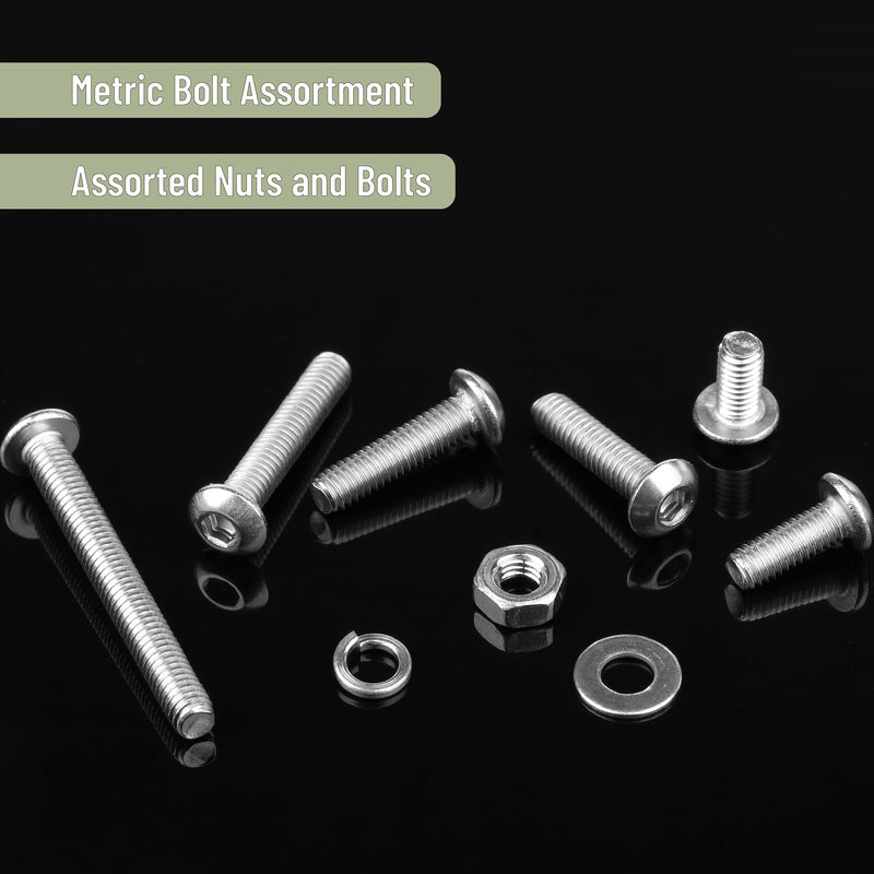 Mr. Pen- Nuts and Bolts Assortment Kit, 540 pcs, Stainless Steel, M3 Screws (7 Sizes 6-30mm)Button Head Socket Cap Screws Assorted Nuts and Bolts Nut Bolt and Washer Assortment Bolt and Nut Assortment