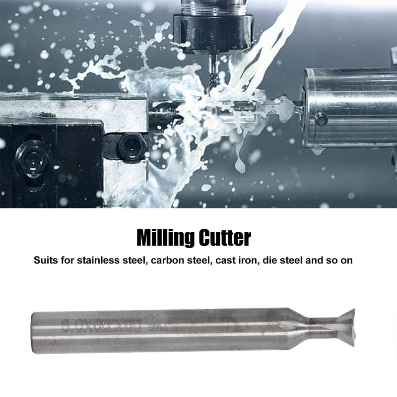 FTVOGUE Lathe Milling Dovetail Bit Cutter End Mill Tool 4 Flute Cutting Tool Cemented Carbide Universal Straight Shank (60 Degree)