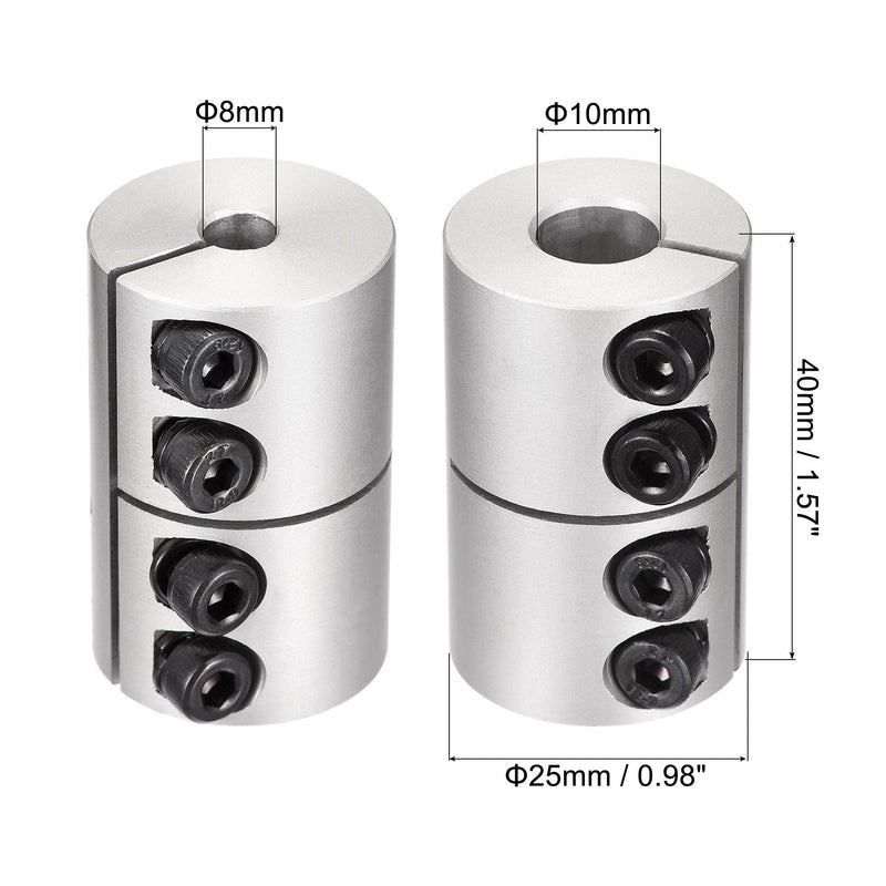 uxcell 2pcs 8mm to 10mm Shaft Coupling 25mmx40mm Coupler Aluminum Alloy Joint Motor for 3D Printer CNC Machine DIY Encoder 10mm x 8mm