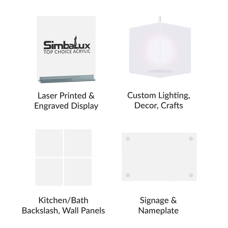SimbaLux Acrylic Sheet White 32% Translucent Cast Plexiglass 12” x 12” Square Panel 1/8” Thick (3mm) Pack of 2 Plastic Plexi Glass Board with Protective Paper for Signs, DIY Display Projects, Craft White, Translucent 32% 12"x12", 1/8" Thick 2-Pack