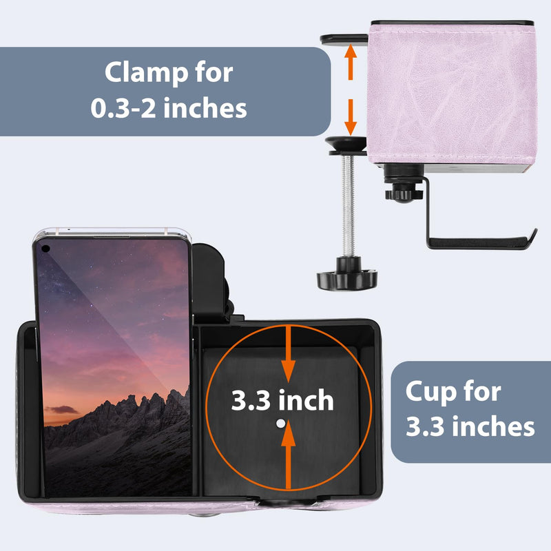 Desk Cup Holder Clip on Pen Holder Headphone Hanger Headset Stand Rotatable Clamp Hook Under Desk (Violet) Violet