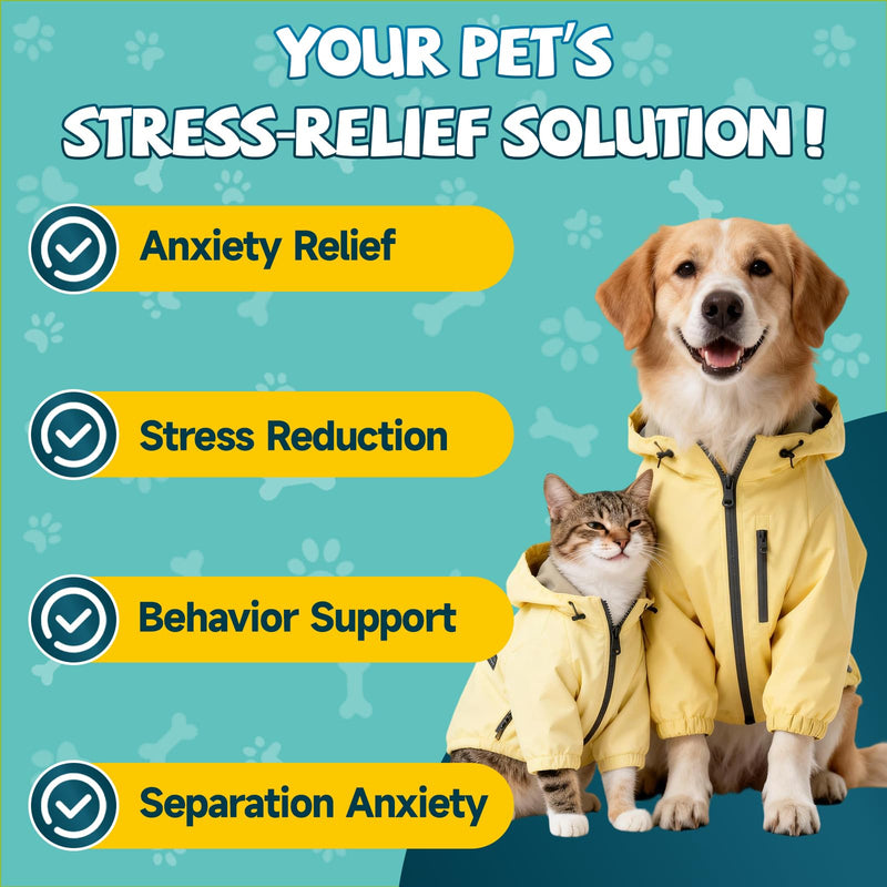 2 Pack Calming Drops for Dogs & Cats - Cat Calming Treats for Anxiety Relief, Relaxation, Sleep Aid + L-Lysine Supplement for Cats - Immune Support Lysine Drops of All Ages